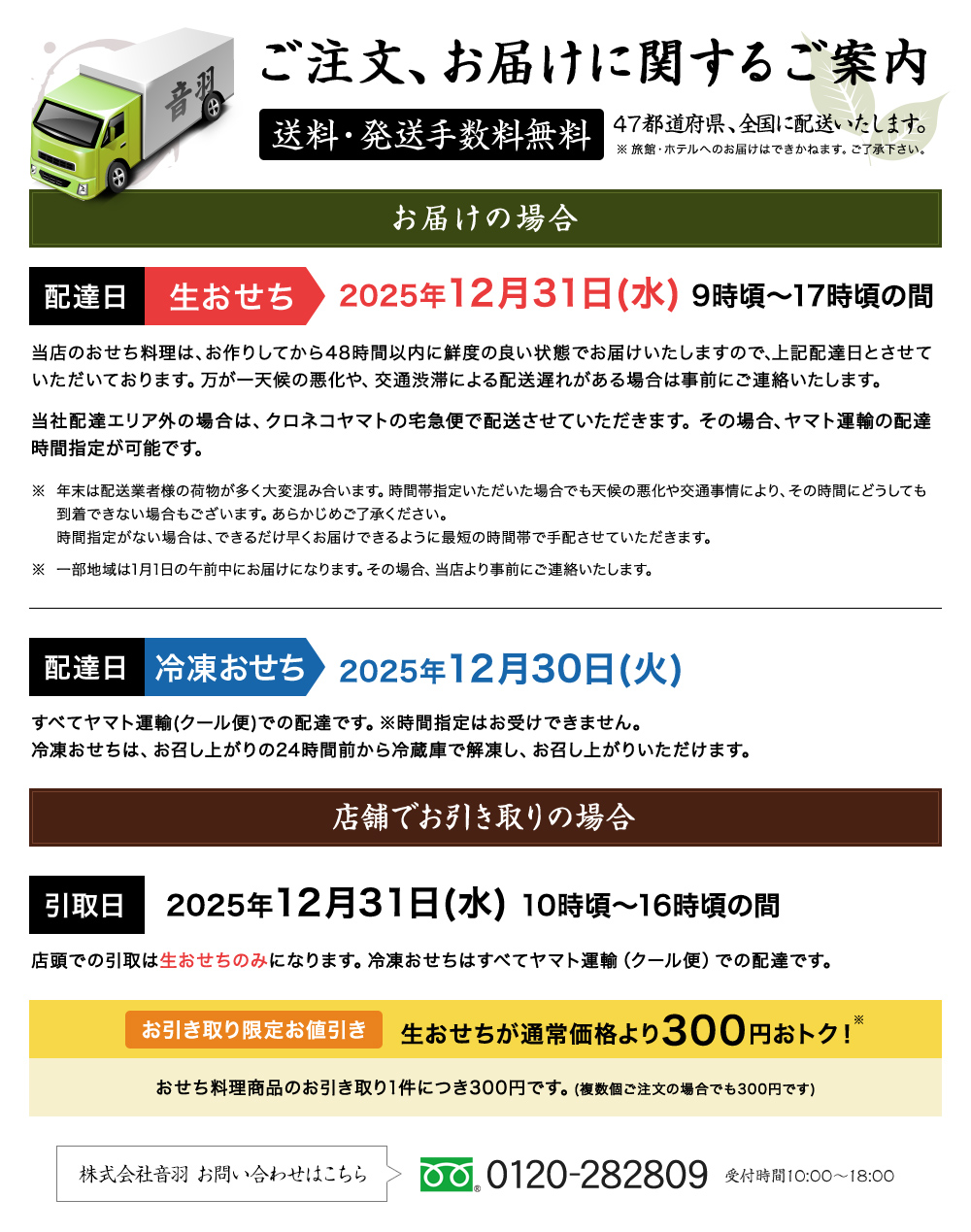 ご注文、お届けに関するご案内